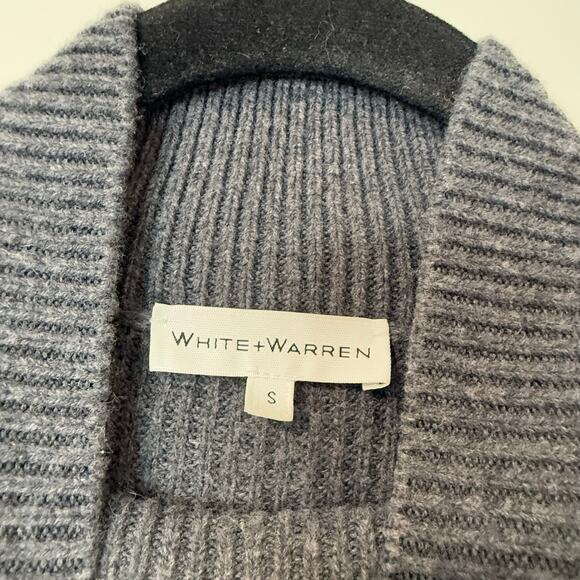 White + Warren Sustainable Cotton Wool Blend Sweater Turtleneck Grey Small - Picture 2 of 7